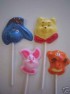 291sp Honey Bear Friends Faces Chocolate or Hard Candy Lollipop Mold